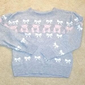 Vintage Gray Sweater w/ Bears & Bows